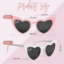 Load image into Gallery viewer, Effortless Events Bachelorette Sunglasses, Bridesmaid Sunglasses, Heart White & Pink Bride Sunglasses for Bachelorette Part