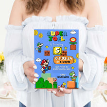 Load image into Gallery viewer, Mario Bros Birthday Invite | Super Mario Brothers Birthday Invitation | Mario Brothers Birthday Invitation | Mario Cart Birthday