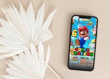 Load image into Gallery viewer, Super Mario Bros Birthday Invite | Super Mario Brothers Birthday Invitation | Mario Brothers Birthday Invitation | Mario Cart Birthday