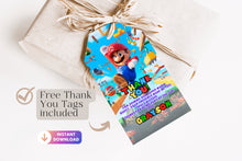 Load image into Gallery viewer, Super Mario Bros Birthday Invite | Super Mario Brothers Birthday Invitation | Mario Brothers Birthday Invitation | Mario Cart Birthday