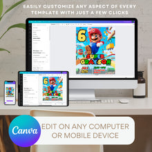 Load image into Gallery viewer, Super Mario Bros Birthday Invite | Super Mario Brothers Birthday Invitation | Mario Brothers Birthday Invitation | Mario Cart Birthday