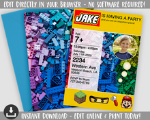 Load image into Gallery viewer, LEGOS Party | Editable LEGOS Boy Birthday Invitation | Lego Party Invitation | Birthday Party for Boy | Kids Birthday