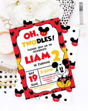 Load image into Gallery viewer, Mickey Mouse Birthday Invite | 2nd Birthday Invitation | Oh Twodles | Mickey Mouse Birthday Theme | Disney Birthday Invite | MICKEY Mouse Party