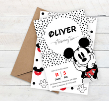 Load image into Gallery viewer, Mickey Mouse Birthday Invite | Printable Mickey Mouse Invitation | Modern Mickey Mouse Invitation | Mickey Mouse Décor | Disney Birthday Theme