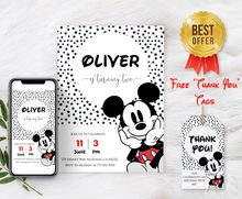 Load image into Gallery viewer, Mickey Mouse Birthday Invite | Printable Mickey Mouse Invitation | Modern Mickey Mouse Invitation | Mickey Mouse Décor | Disney Birthday Theme