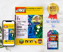Load image into Gallery viewer, LEGOS Party | Editable LEGOS Boy Birthday Invitation | Lego Party Invitation | Birthday Party for Boy | Kids Birthday