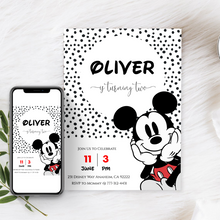 Load image into Gallery viewer, Mickey Mouse Birthday Invite | Printable Mickey Mouse Invitation | Modern Mickey Mouse Invitation | Mickey Mouse Décor | Disney Birthday Theme