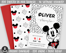 Load image into Gallery viewer, Mickey Mouse Birthday Invite | Printable Mickey Mouse Invitation | Modern Mickey Mouse Invitation | Mickey Mouse Décor | Disney Birthday Theme