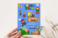 Load image into Gallery viewer, Mario Bros Birthday Invite | Super Mario Brothers Birthday Invitation | Mario Brothers Birthday Invitation | Mario Cart Birthday