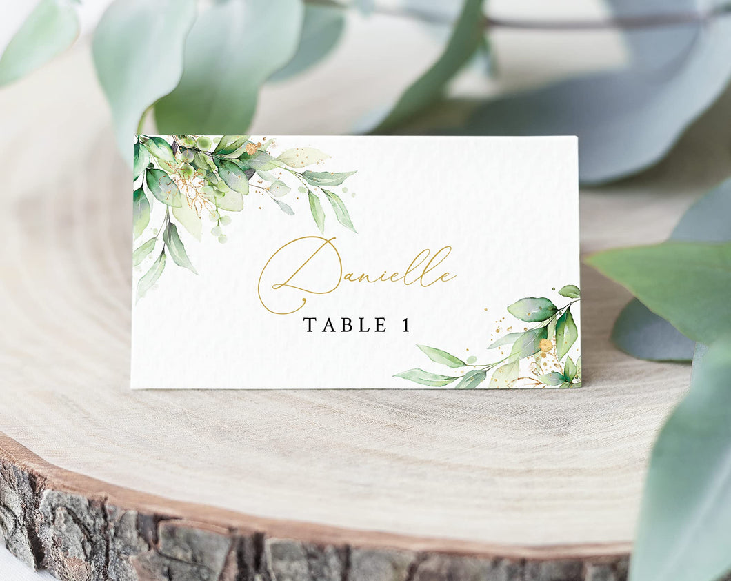 Effortless Events 50 Pack Premium Place Cards for Table Setting, Eucalyptus Table Tent Cards for Seating, Matte Finish Name Place Cards, Perfect for Weddings, Dinner Parties, Banquets 2” x 3.5”