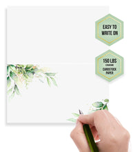 Load image into Gallery viewer, Effortless Events 50 Pack Premium Place Cards for Table Setting, Eucalyptus Table Tent Cards for Seating, Matte Finish Name Place Cards, Perfect for Weddings, Dinner Parties, Banquets 2” x 3.5”