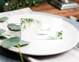 Effortless Events 50 Pack Premium Place Cards for Table Setting, Eucalyptus Table Tent Cards for Seating, Matte Finish Name Place Cards, Perfect for Weddings, Dinner Parties, Banquets 2” x 3.5”