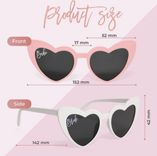 Load image into Gallery viewer, Effortless Events Bachelorette Sunglasses, Bridesmaid Sunglasses, Heart White &amp; Pink Bride Sunglasses for Bachelorette Part
