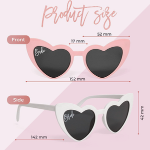 Effortless Events Bachelorette Sunglasses, Bridesmaid Sunglasses, Heart White & Pink Bride Sunglasses for Bachelorette Part
