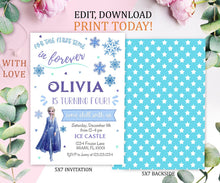 Load image into Gallery viewer, Frozen Birthday Invitation | Elsa Birthday Invitation | Elsa Party | Invite | Editable Birthday Template Instant Download | Frozen 2