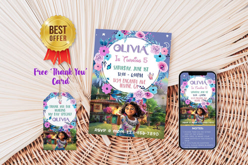 Encanto Birthday Invitation | Encanto Birthday Invite | Encanto Birthday Party Invitation | Girl 5th Birthday Party Invite |