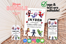 Load image into Gallery viewer, Birthday Invite Spider Theme Digital Invited Editable Printable Invite for Five Year Old 5th Birthday Party Invite Spidey and Friends