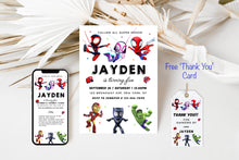 Load image into Gallery viewer, Birthday Invite Spider Theme Digital Invited Editable Printable Invite for Five Year Old 5th Birthday Party Invite Spidey and Friends