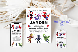 Birthday Invite Spider Theme Digital Invited Editable Printable Invite for Five Year Old 5th Birthday Party Invite Spidey and Friends