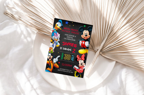 Birthday Invite for Boy Printable Birthday Invitation for 2nd Birthday Mouse Themed 2 Year Old 2nd Birthday Invite Modern Digital Invite