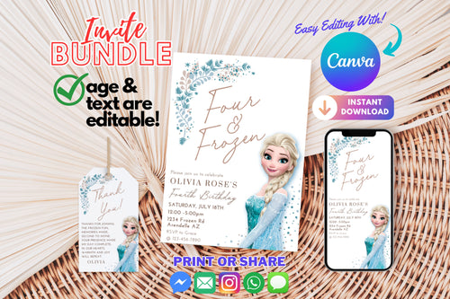 Frozen Birthday Invitation | Elsa Birthday Invitation | Elsa Party | Invite | Editable Birthday Template Instant Download | Frozen 4