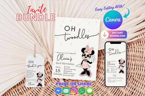 Girl Birthday Invite | Printable 2nd Birthday Invitation | Girl Birthday | 2nd Girl Birthday Invite | Girl Birthday Party