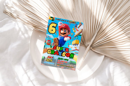 Super Mario Bros Birthday Invite | Super Mario Brothers Birthday Invitation | Mario Brothers Birthday Invitation | Mario Cart Birthday