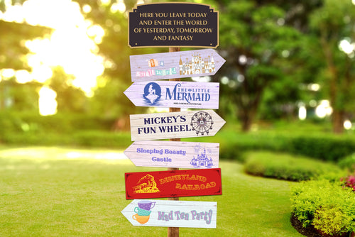 Disneyland Party Directional Sign Printable Set - 14 Beloved Rides and Attractions - Instant Download!