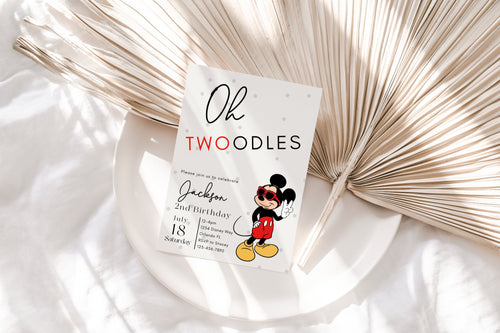 Boy Birthday Invite | Printable Birthday Invitation | Mouse 2 Year Old Birthday Invitation | 2nd Birthday Invite | Modern Birthday Theme