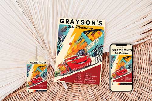 Cars Birthday Party Invitation | Cars Lightning Birthday Invite | McQueen Birthday Party Invitation | Boy 5th Birthday Party Invite |