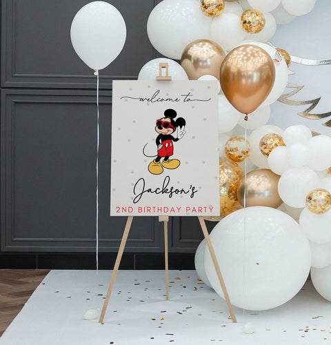 Mickey Mouse Welcome Sign | Mickey Mouse Birthday Party Decor | Mickey Mouse Birthday Welcome Sign | Birthday Welcome Sign