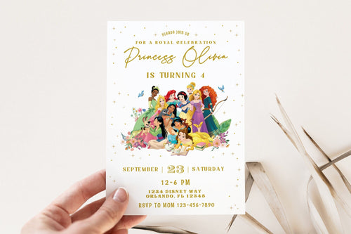 Princess Birthday Invitation | Royal Celebration Invite Custom Editable Template Printable Instant Download Digital | Disney Princess Invite