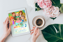 Load image into Gallery viewer, Digital Cocomelon Birthday invitation | Cocomelon invites | E-invite | Digital invite | Card Invite | Boy birthday | Girl Birthday