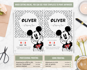 Mickey Mouse Birthday Invite | Printable Mickey Mouse Invitation | Modern Mickey Mouse Invitation | Mickey Mouse Décor | Disney Birthday Theme