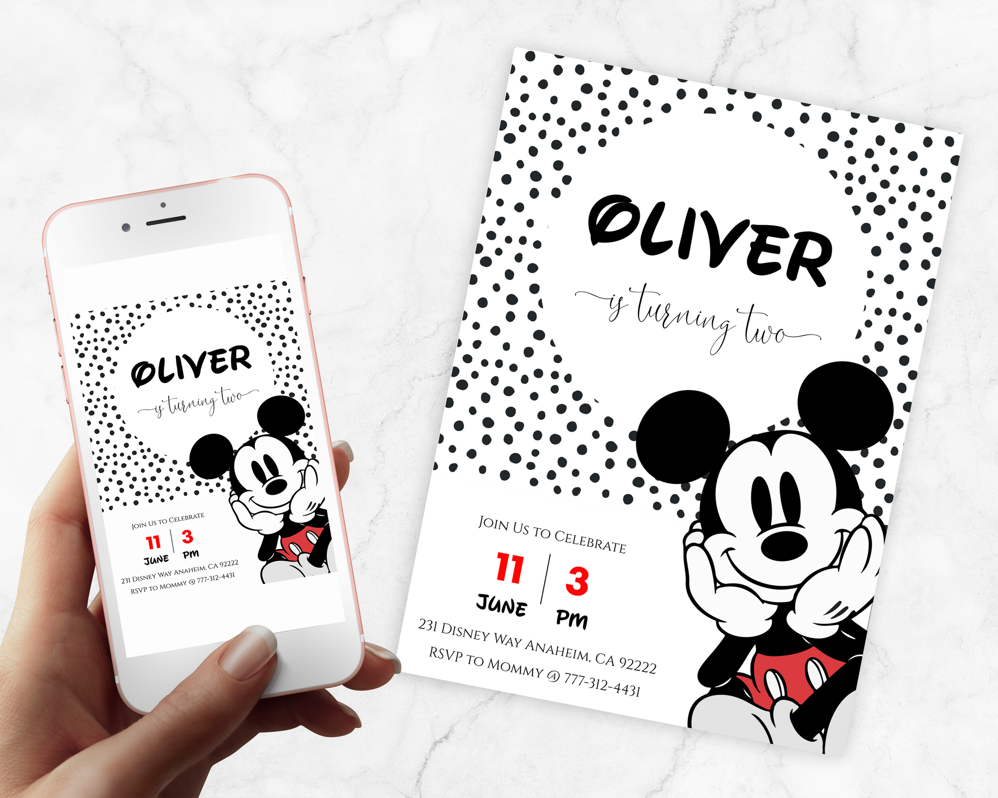 Simple Modern Mickey & Friends Birthday Invitation