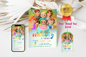 Digital Cocomelon Birthday invitation | Cocomelon invites | E-invite | Digital invite | Card Invite | Boy birthday | Girl Birthday