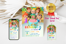 Load image into Gallery viewer, Digital Cocomelon Birthday invitation | Cocomelon invites | E-invite | Digital invite | Card Invite | Boy birthday | Girl Birthday