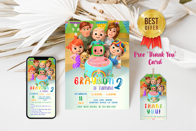 Digital Cocomelon Birthday invitation | Cocomelon invites | E-invite | Digital invite | Card Invite | Boy birthday | Girl Birthday