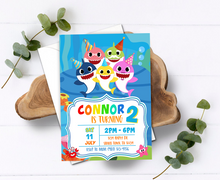 Load image into Gallery viewer, Baby Shark Birthday Invitation // Baby Shark Boy Birthday Invitation // Baby Shark Boy Invitation // Baby Shark // Boy Baby Shark Invite //