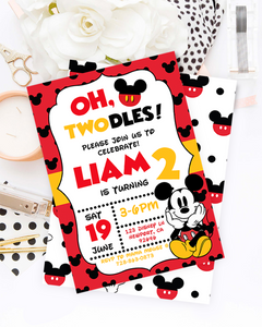 Mickey Mouse Birthday Invite | 2nd Birthday Invitation | Oh Twodles | Mickey Mouse Birthday Theme | Disney Birthday Invite | MICKEY Mouse Party