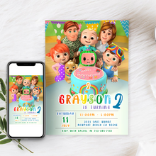 Load image into Gallery viewer, Digital Cocomelon Birthday invitation | Cocomelon invites | E-invite | Digital invite | Card Invite | Boy birthday | Girl Birthday