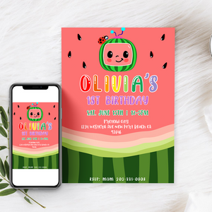 Digital Cocomelon Birthday invitation | Cocomelon invites | E-invite | Digital invite | Card Invite | 2nd birthday | Girl Birthday