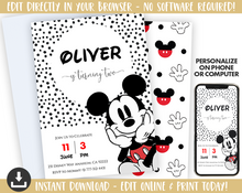 Load image into Gallery viewer, Mickey Mouse Birthday Invite | Printable Mickey Mouse Invitation | Modern Mickey Mouse Invitation | Mickey Mouse Décor | Disney Birthday Theme