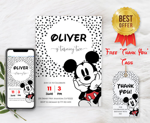 Boy Birthday Invite | Printable Birthday Invitation | Modern 2 Year Old Birthday Invitation | 2nd Birthday Invite | Modern Birthday Theme