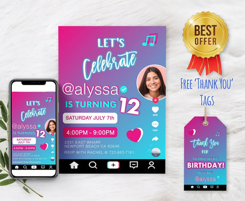 Girl Birthday Invite | Printable 6th Birthday Invitation | Girl Birthday | 7th Girl Birthday Invite | Girl Birthday Party
