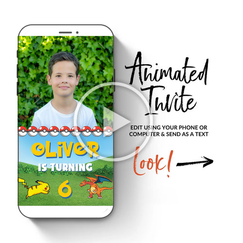 Pokemon Birthday Video Invitation | 5th Boy Birthday | 6th Birthday evite | Boy Birthday Video Invite | Girl Birthday Video Invite