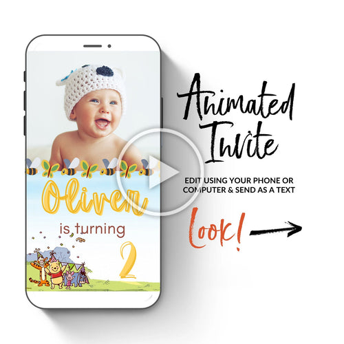 Winnie The Pooh Birthday Video Invitation | Winnie The Pooh Birthday Video Template | 1st Birthday | 2nd Birthday Invitation | Piglet Tigger