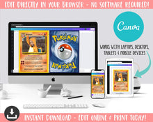 Load image into Gallery viewer, Pokemon Birthday Invite | Printable Birthday Invitation | Modern 5 Year Old Birthday Invitation | Birthday Invite | Modern Birthday Theme